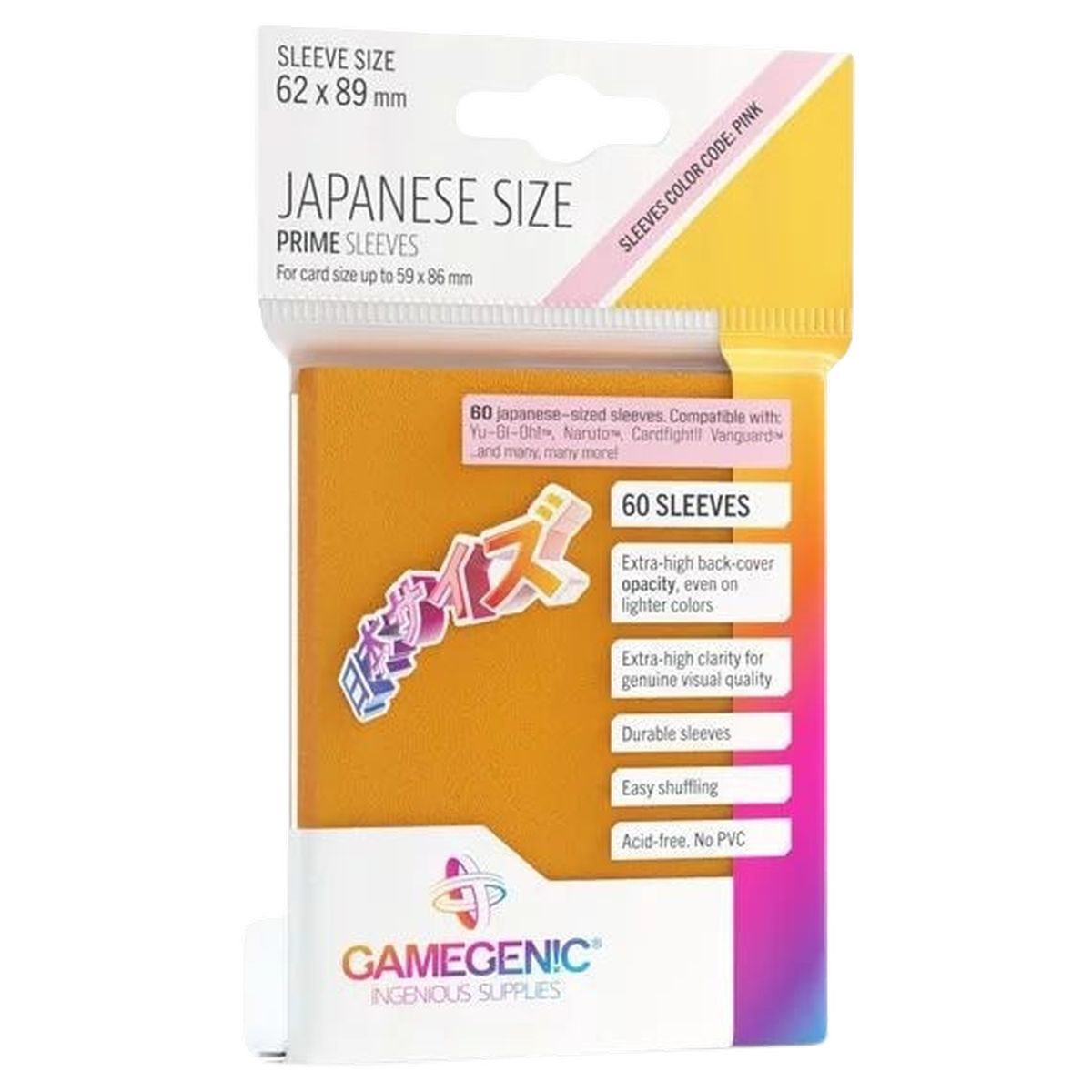 Gamegenic - Japanese Size - 60 Prime Sleeves Orange - 62x89 Small (60)