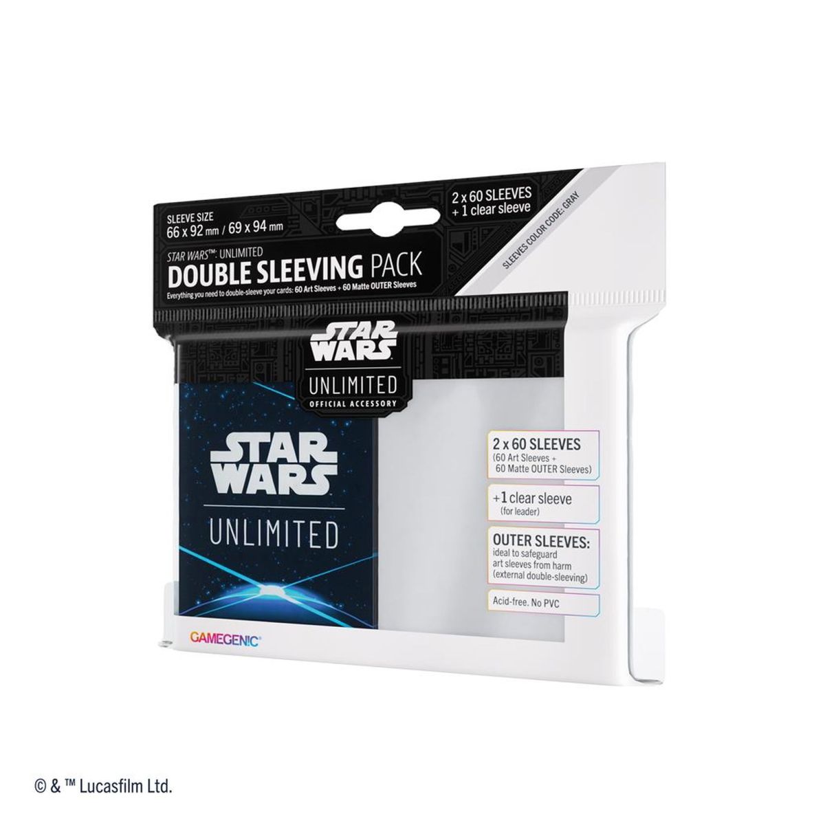 Item Gamegenic - Protèges Cartes - Standard - Double Sleeves Pack - Star Wars : Unlimited - Space Blue - FR