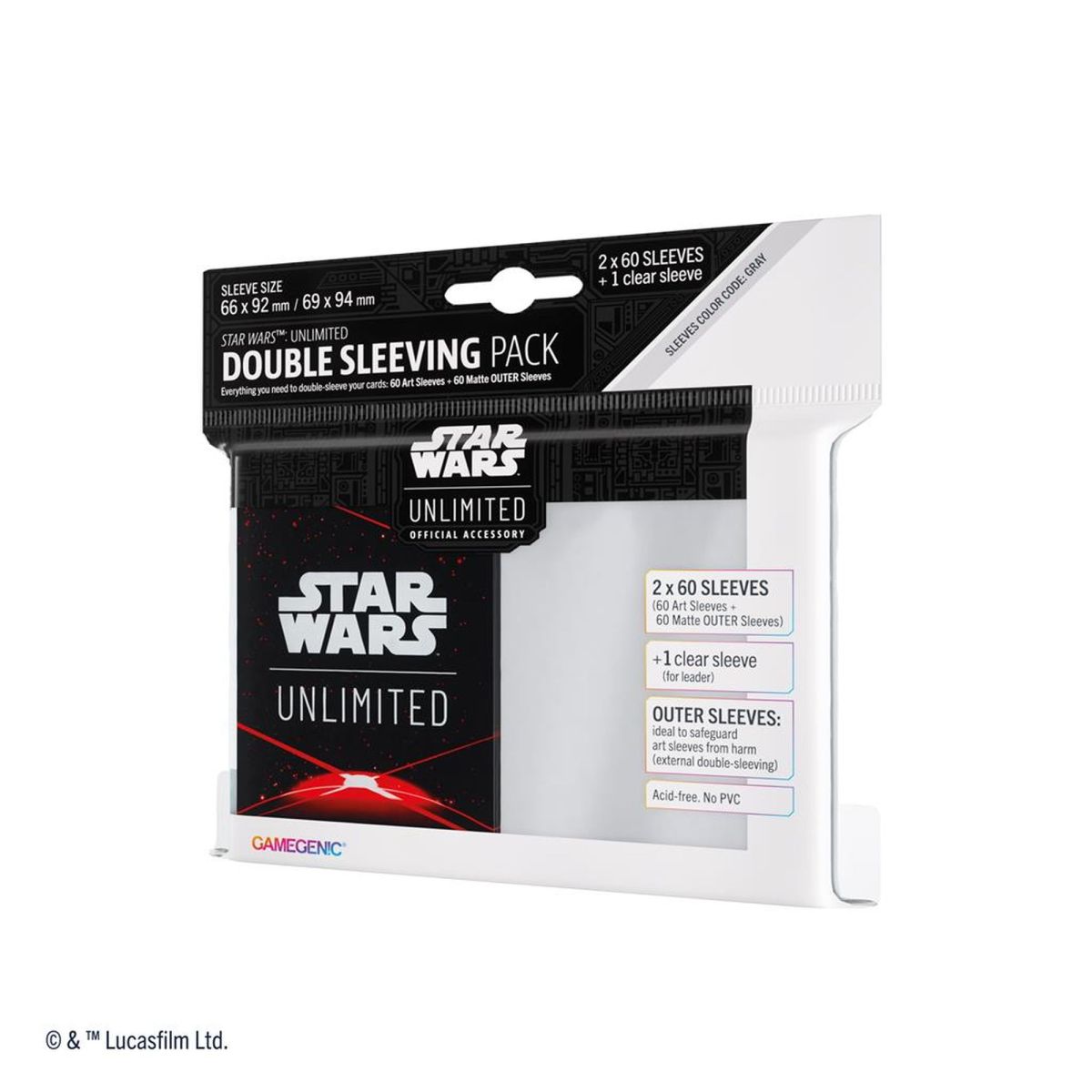 Item Gamegenic - Protèges Cartes - Standard - Double Sleeves Pack - Star Wars : Unlimited - Space Red - FR