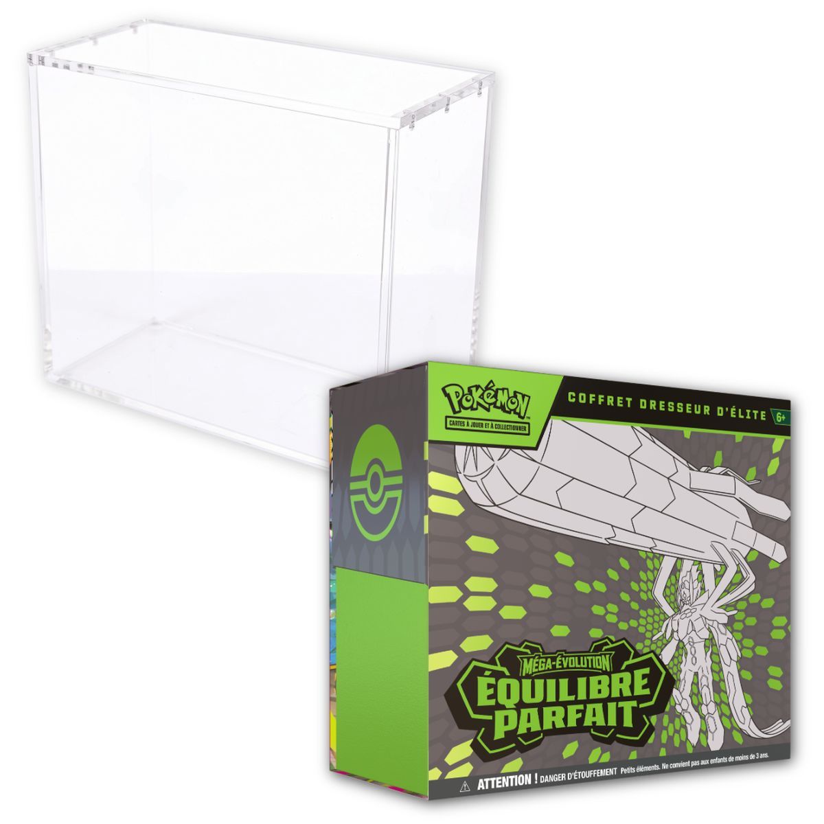 Lot - 1 ETB Méga-Évolution : Equilibre Parfait [ME03] + 1 Vitrine Plexiglass ETB Phoenix Shield