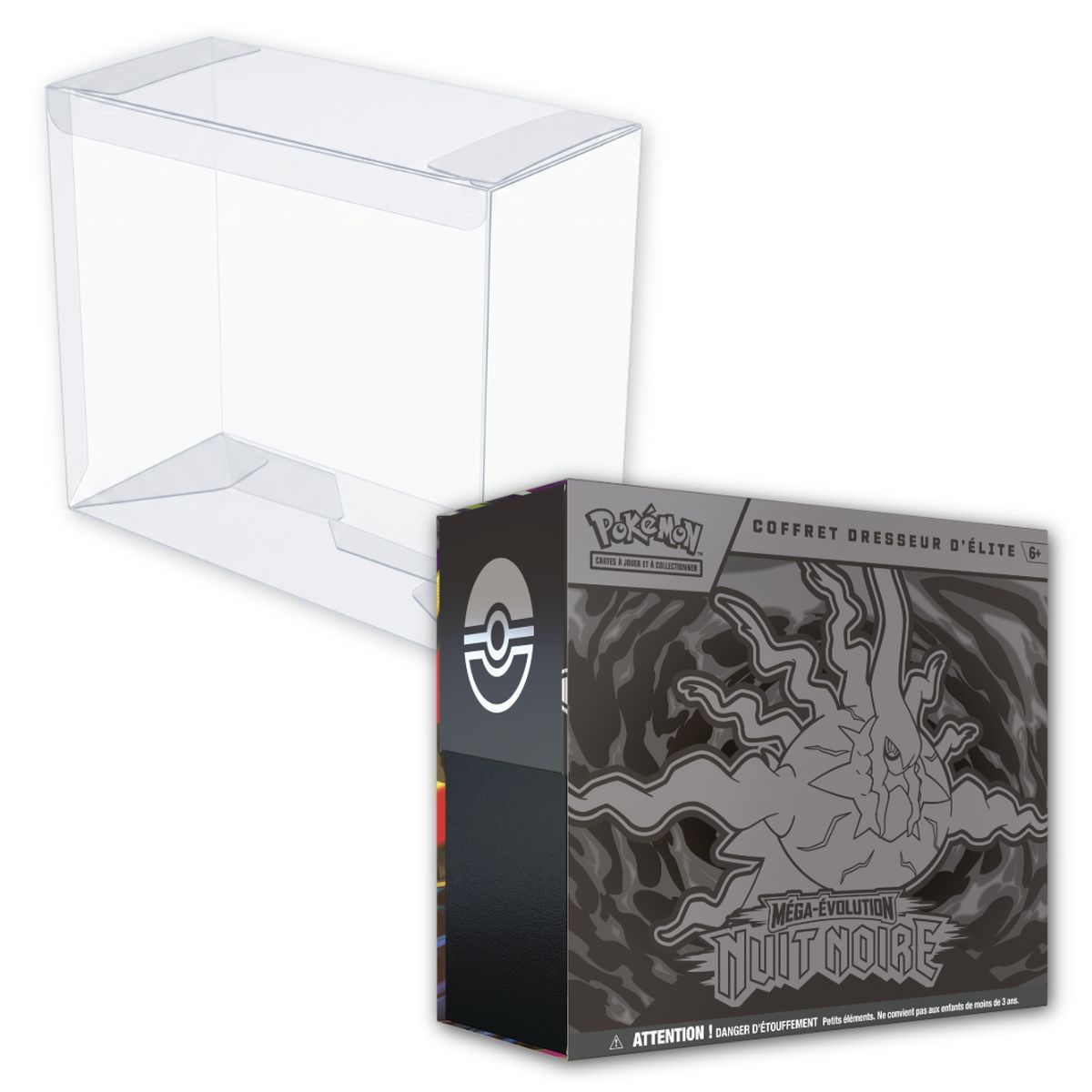 Lot - 1 ETB Méga-Évolution : Nuit Noire [ME05] + 1 Protection ETB Pokémon Plastique Semi-Rigide