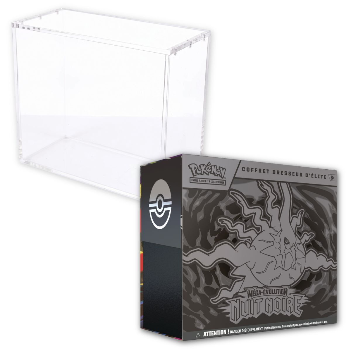 Lot - 1 ETB Méga-Évolution : Nuit Noire [ME05] + 1 Vitrine Plexiglass ETB Phoenix Shield