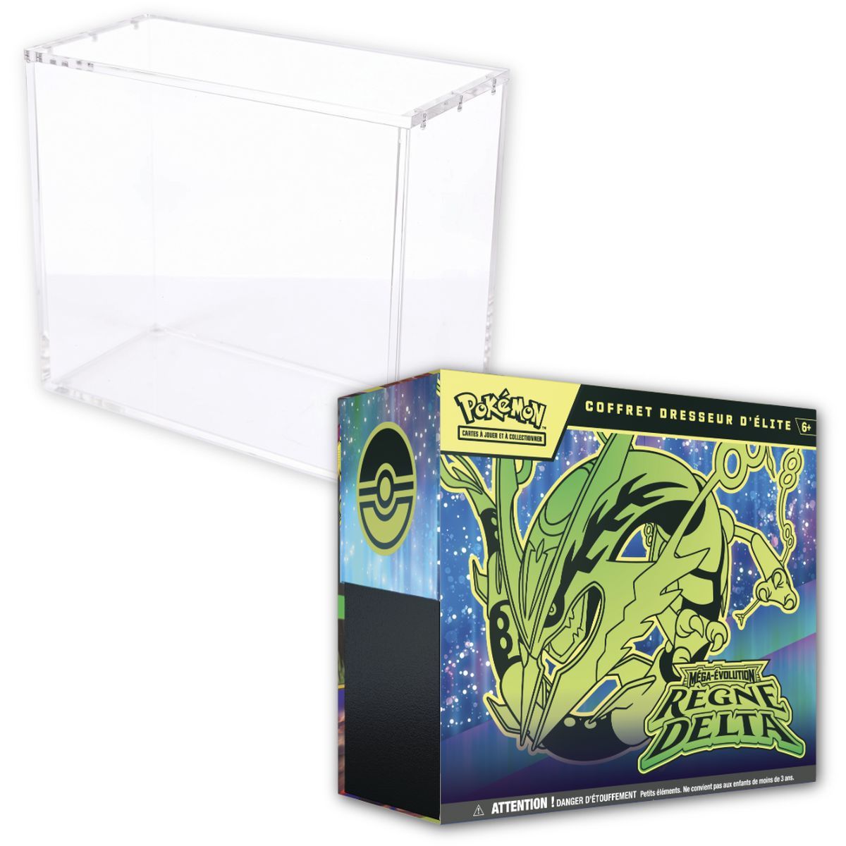 Lot - 1 ETB Méga-Évolution : Regne Delta [ME06] + 1 Vitrine Plexiglass ETB Phoenix Shield