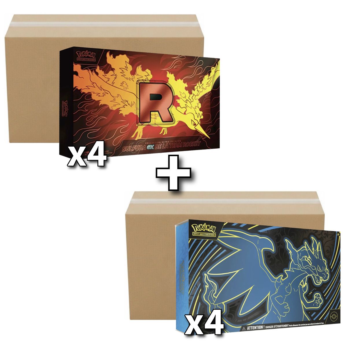 Lot 2 Case Scellé (x8 Coffrets) : Collections Ultra Premium Sulfura-ex & Méga-Dracaufeu X-ex - Pokémon - FR