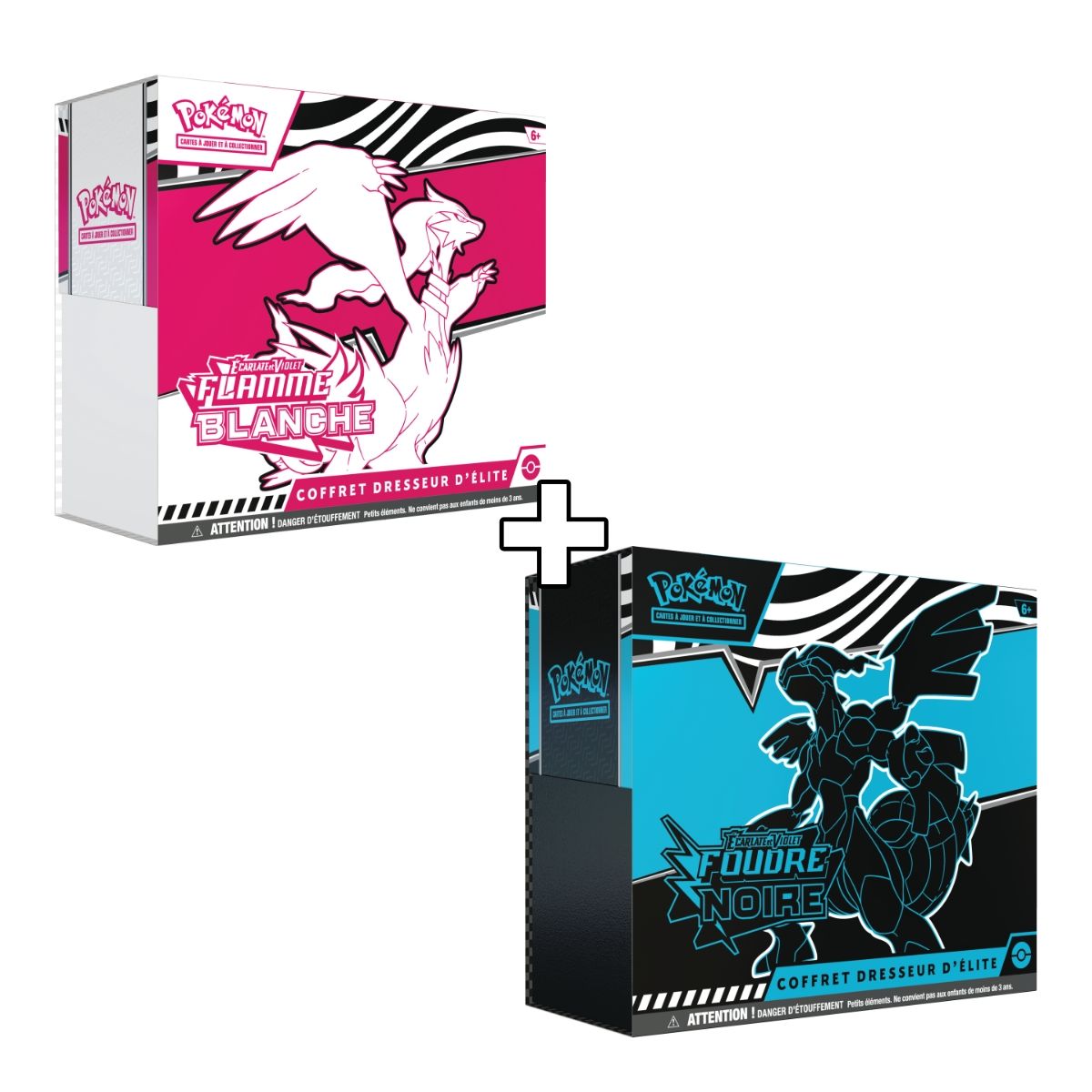 photo Lot de 2 Coffret Dresseur d'Elite ETB - Ecarlate et Violet - Foudre Noire & Flamme Blanche [SV10.5][EV10.5] - Pokémon - FR
