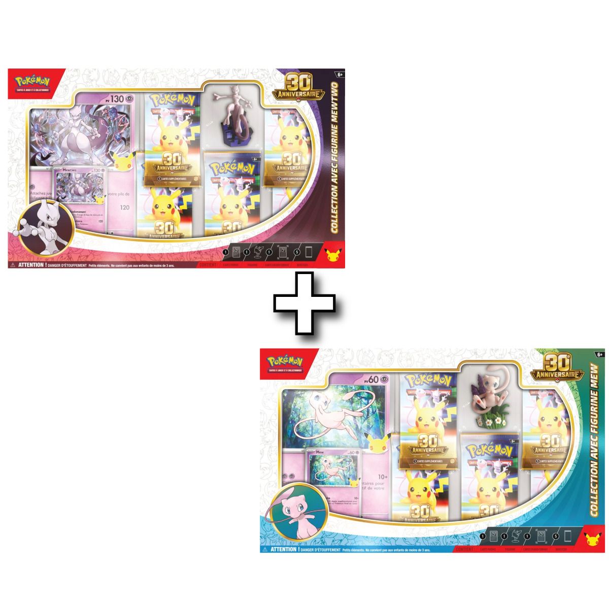 Lot de 2 Coffrets - 10 Boosters - Collection Figurine : Mewtwo & Mew - 30e anniversaire [ME05.5][30C] - Pokémon - FR