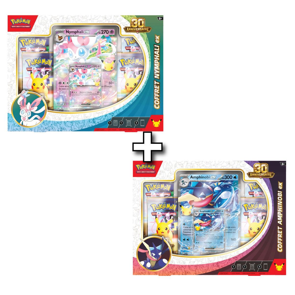 Lot de 2 Coffrets - 8 Boosters - Collection Amphinobi ex + Nymphali ex - 30e anniversaire [ME05.5][30C] - Pokémon - FR