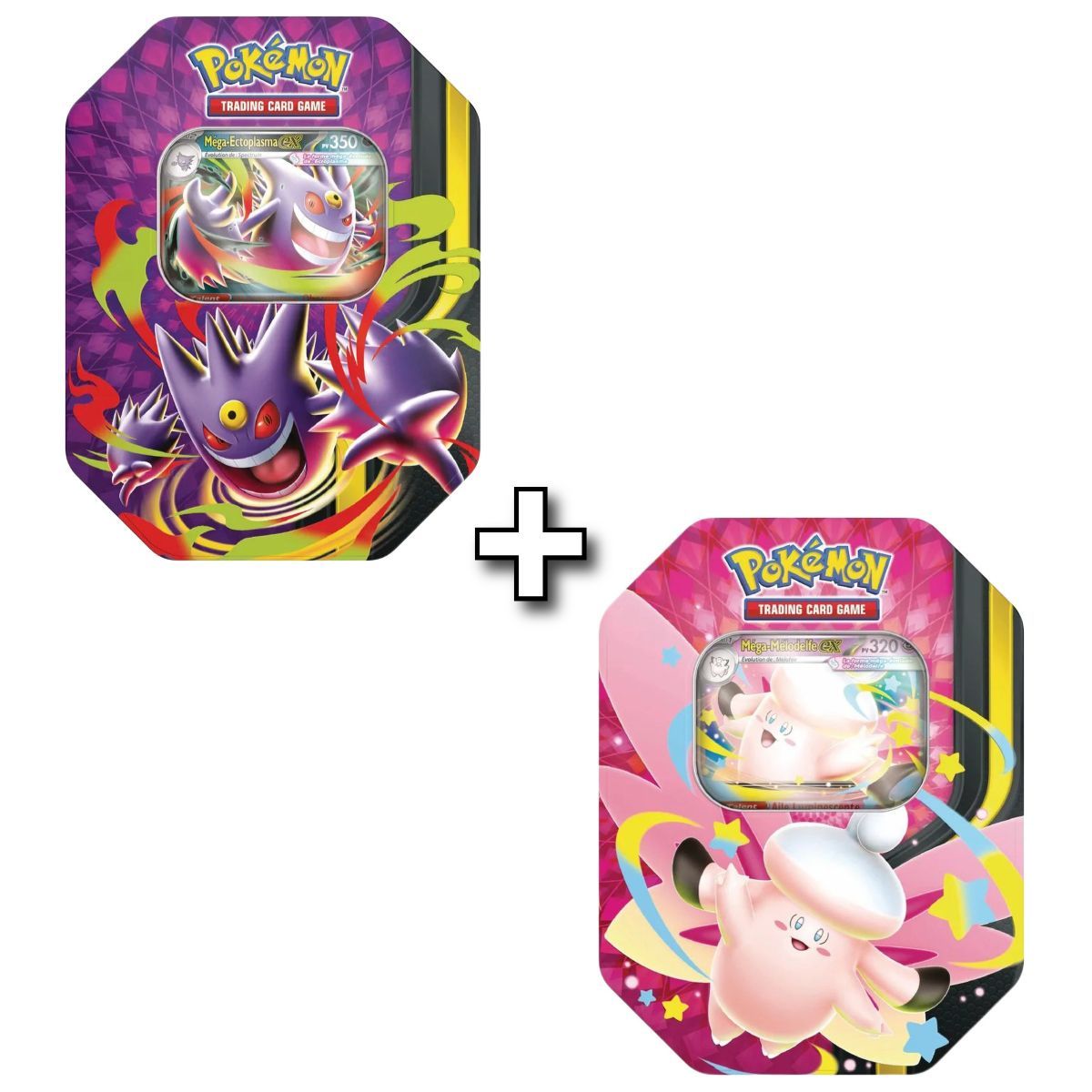 Lot de 2 Pokébox - 8 Boosters - Méga Clair de Lune : Méga-Ectoplasma EX & Méga-Mélodelfe EX - Pokémon - FR