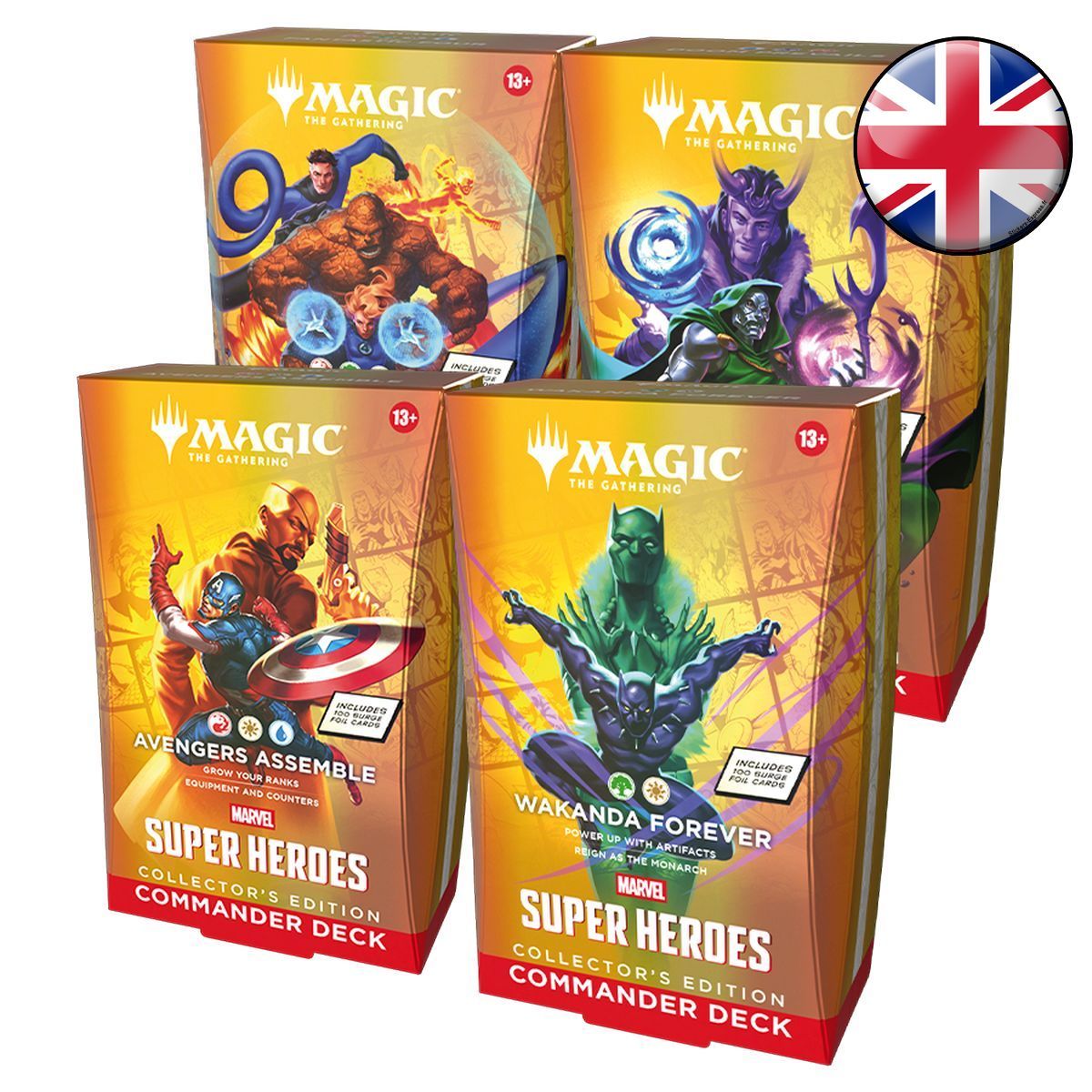 Lot de 4 Decks Commander Edition Collector - Marvel Super Heroes - Magic The Gathering - FR