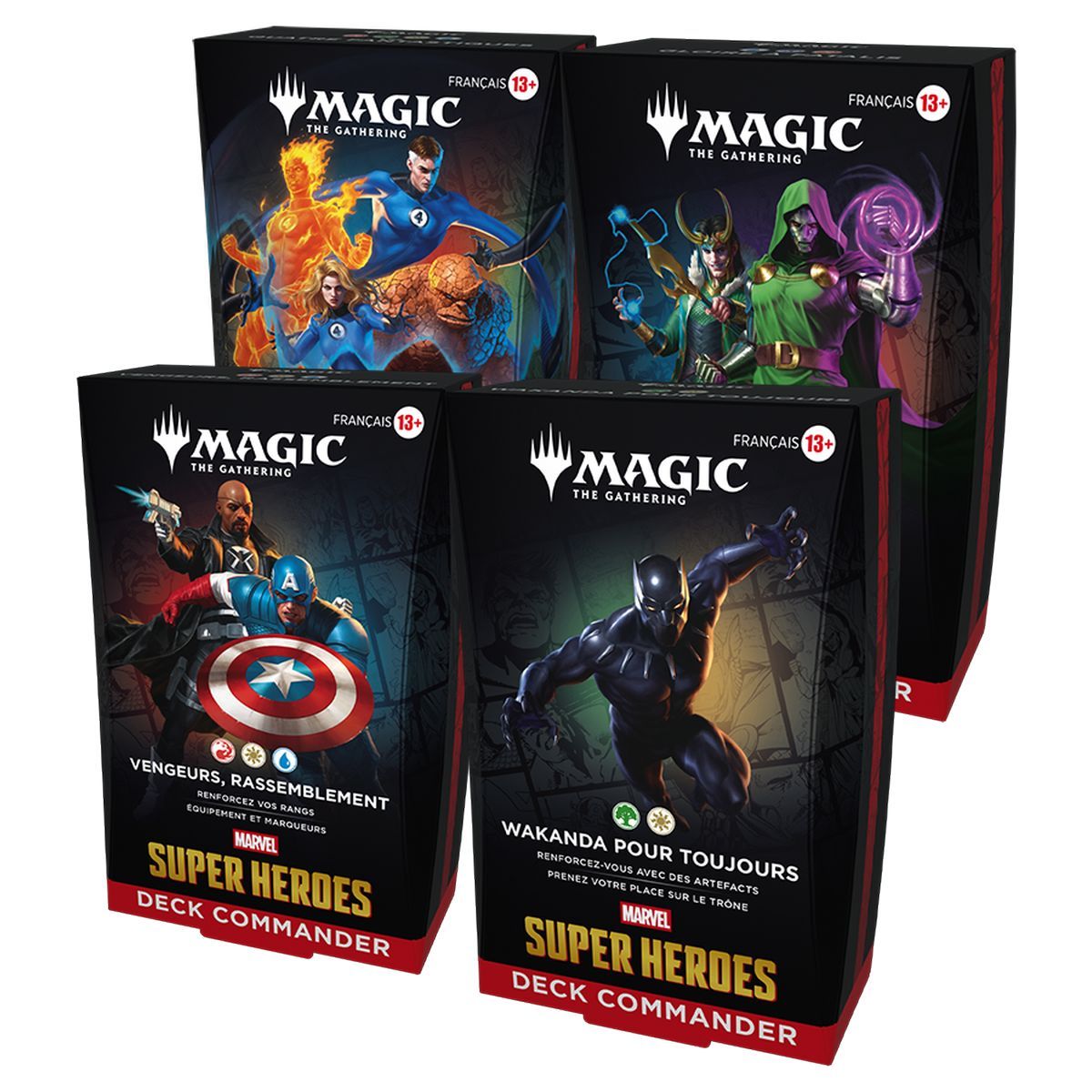 Lot de 4 Decks Commander - Marvel Super Heroes - Magic The Gathering - FR