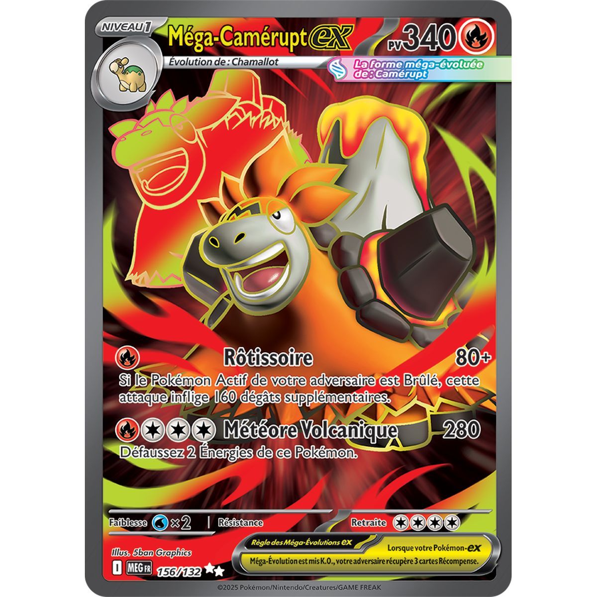 Méga-Camérupt-ex - Ultra Rare 156/132 - Méga-Evolution