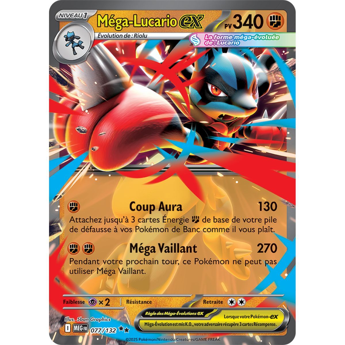 Méga-Lucario-ex - Double Rare 77/132 - Méga-Evolution
