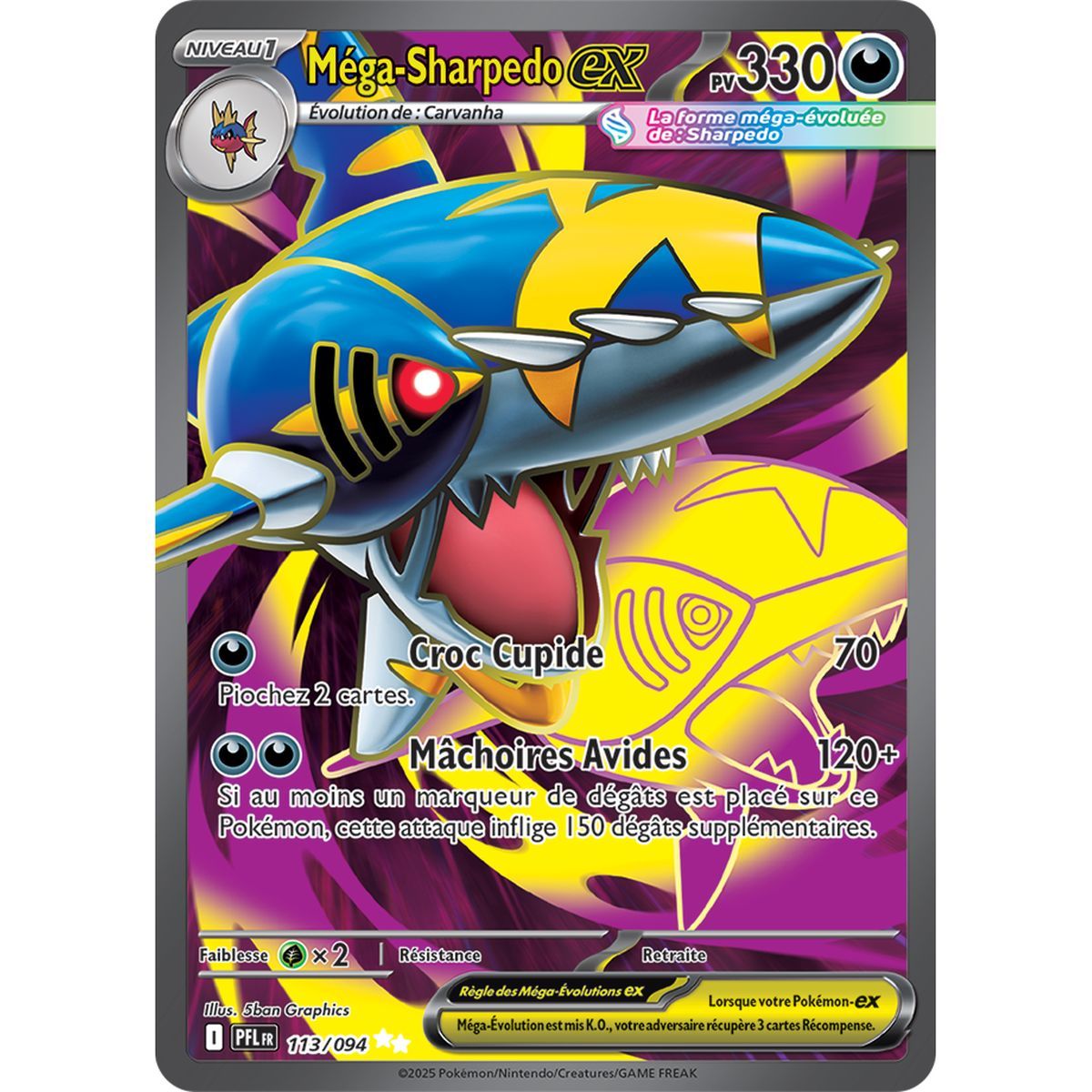 Méga-Sharpedo-ex - Ultra Rare 113/94 - Méga-Evolution 2 Flammes Fantasmagoriques