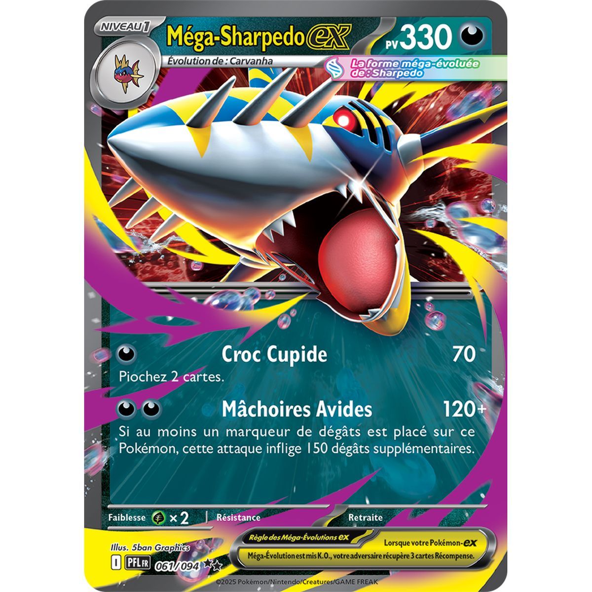 Méga-Sharpedo-ex - Double Rare 61/94 - Méga-Evolution 2 Flammes Fantasmagoriques