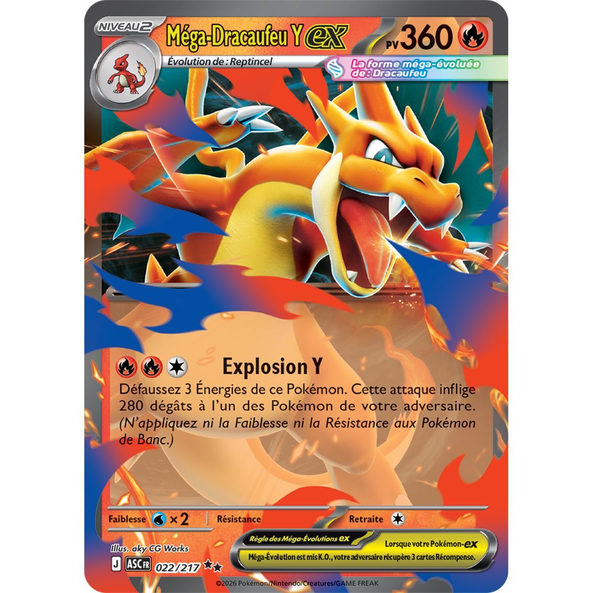 Méga-Dracaufeu Y EX - Double Rare 22/217 - ME02.5 - Pokémon - Méga-Évolution Héros Transcendants