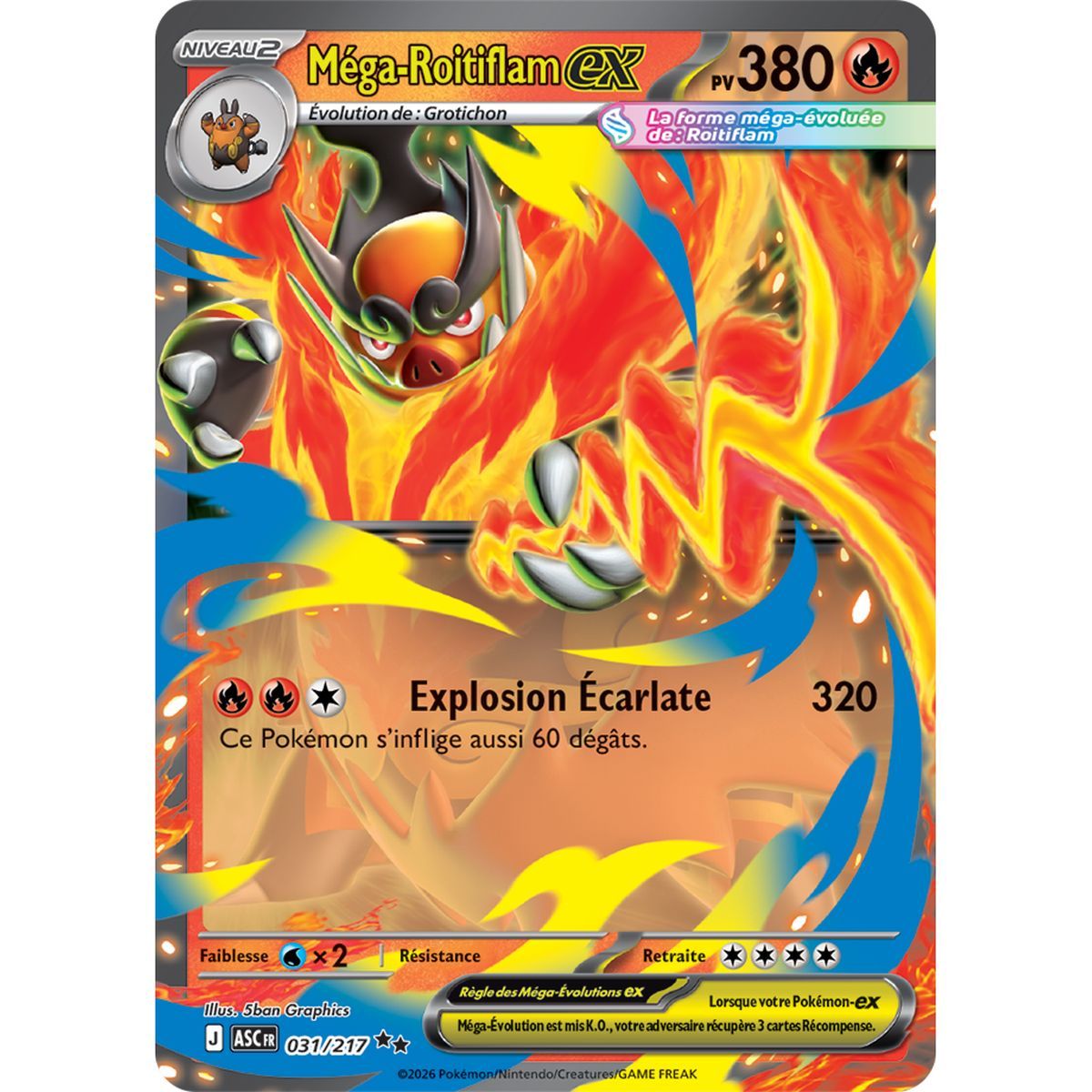 Méga-Roitiflam EX - Double Rare 31/217 - ME02.5 - Pokémon - Méga-Évolution Héros Transcendants