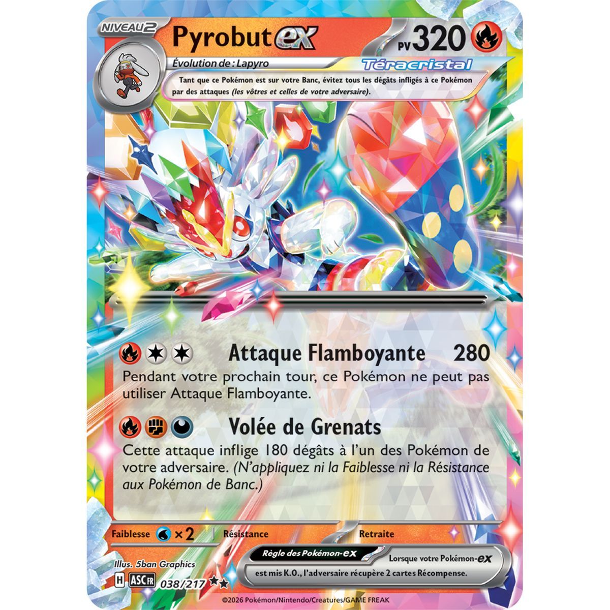 Pyrobut EX - Double Rare 38/217 - ME02.5 - Pokémon - Méga-Évolution Héros Transcendants