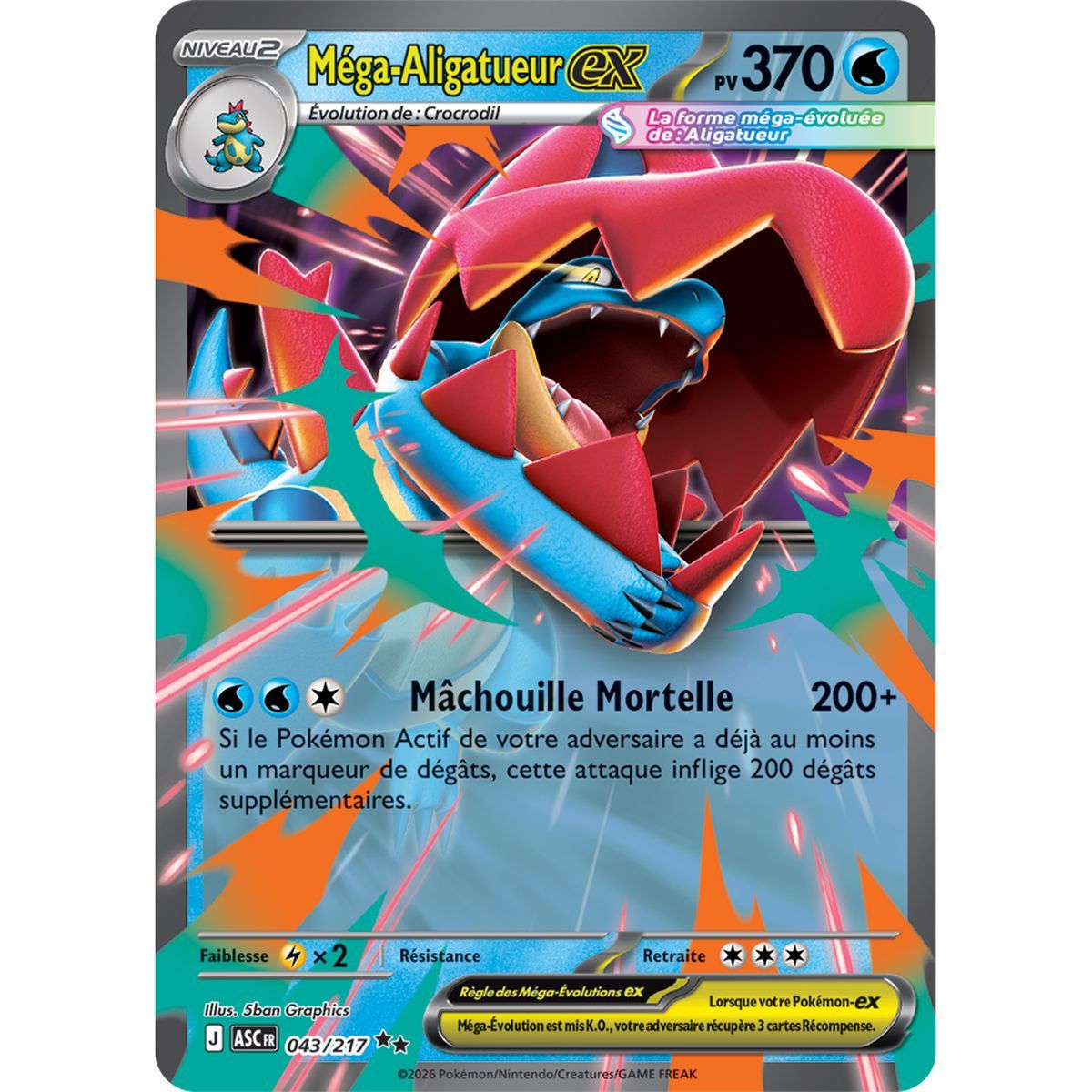 Méga-Aligatueur EX - Double Rare 43/217 - ME02.5 - Pokémon - Méga-Évolution Héros Transcendants