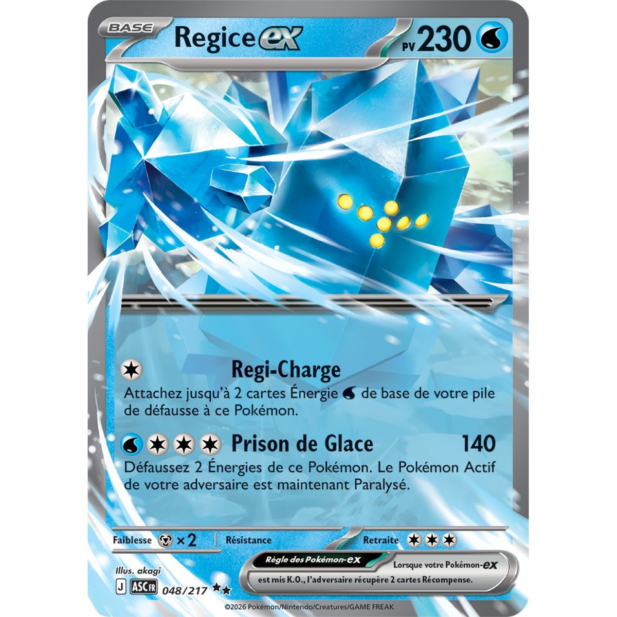 Regice EX - Double Rare 48/217 - ME02.5 - Pokémon - Méga-Évolution Héros Transcendants