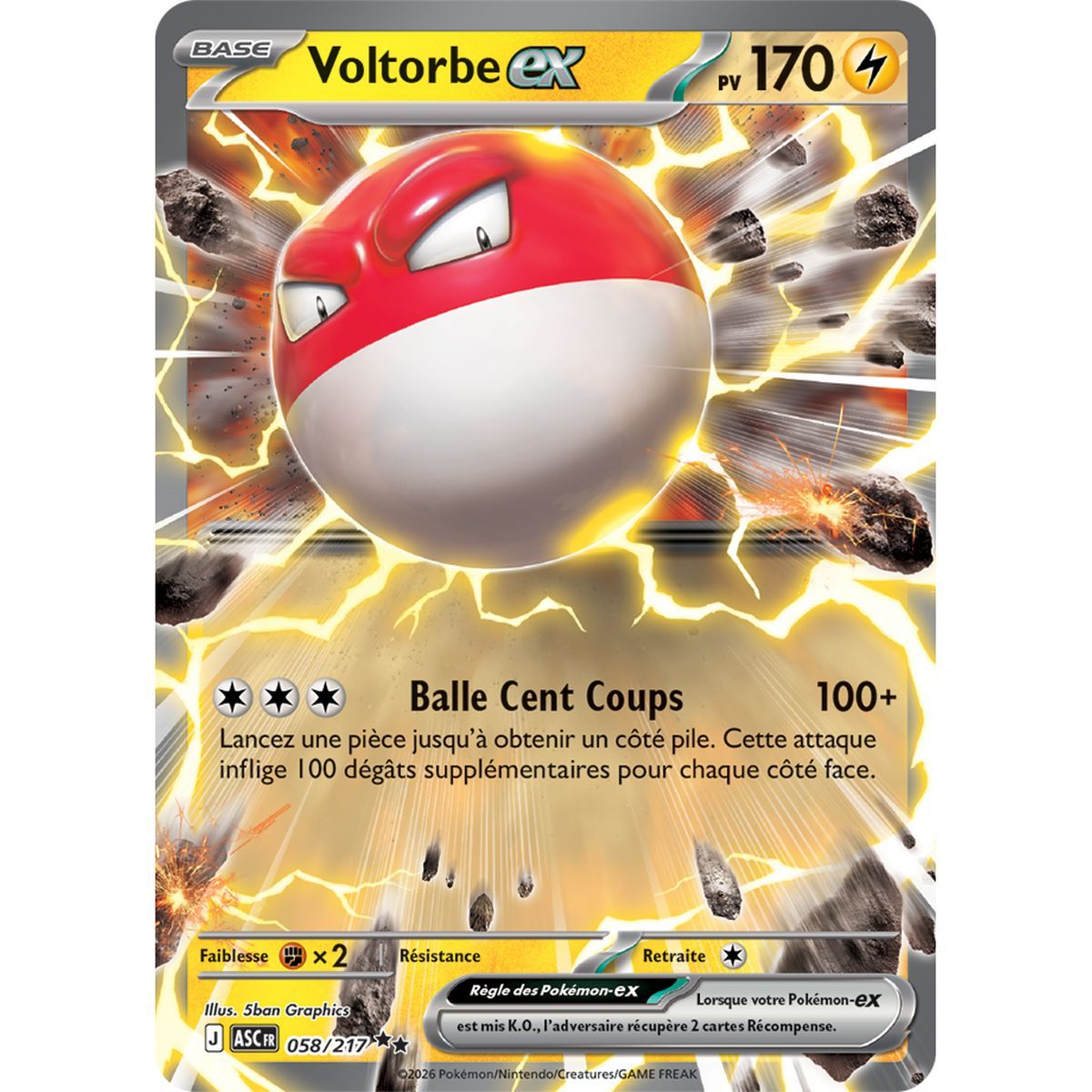 Voltorbe EX - Double Rare 58/217 - ME02.5 - Pokémon - Méga-Évolution Héros Transcendants