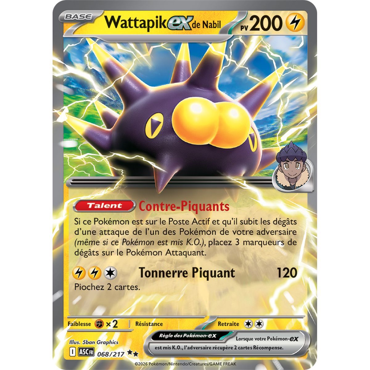 Wattapik EXde Nabil - Double Rare 68/217 - ME02.5 - Pokémon - Méga-Évolution Héros Transcendants