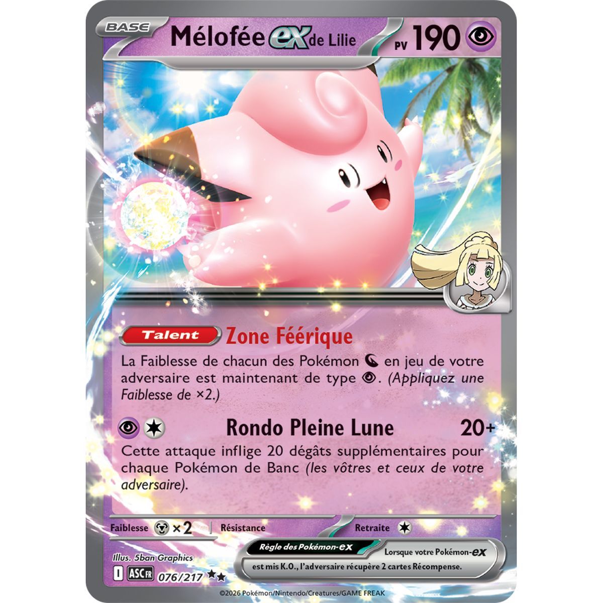 Mélofée EXde Lilie - Double Rare 76/217 - ME02.5 - Pokémon - Méga-Évolution Héros Transcendants
