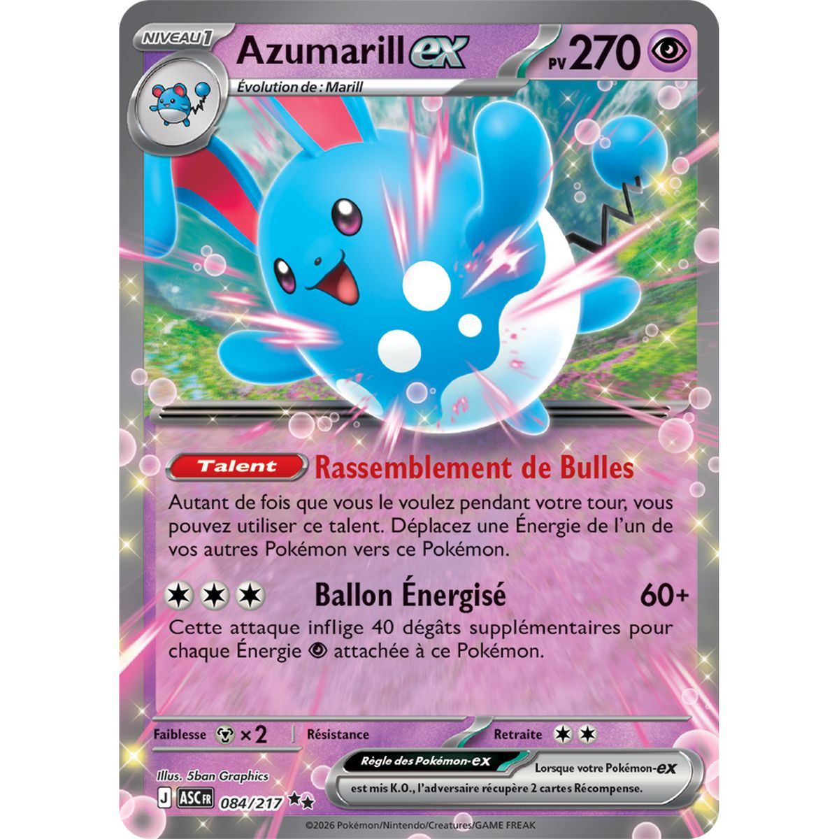 Azumarill EX - Double Rare 84/217 - ME02.5 - Pokémon - Méga-Évolution Héros Transcendants