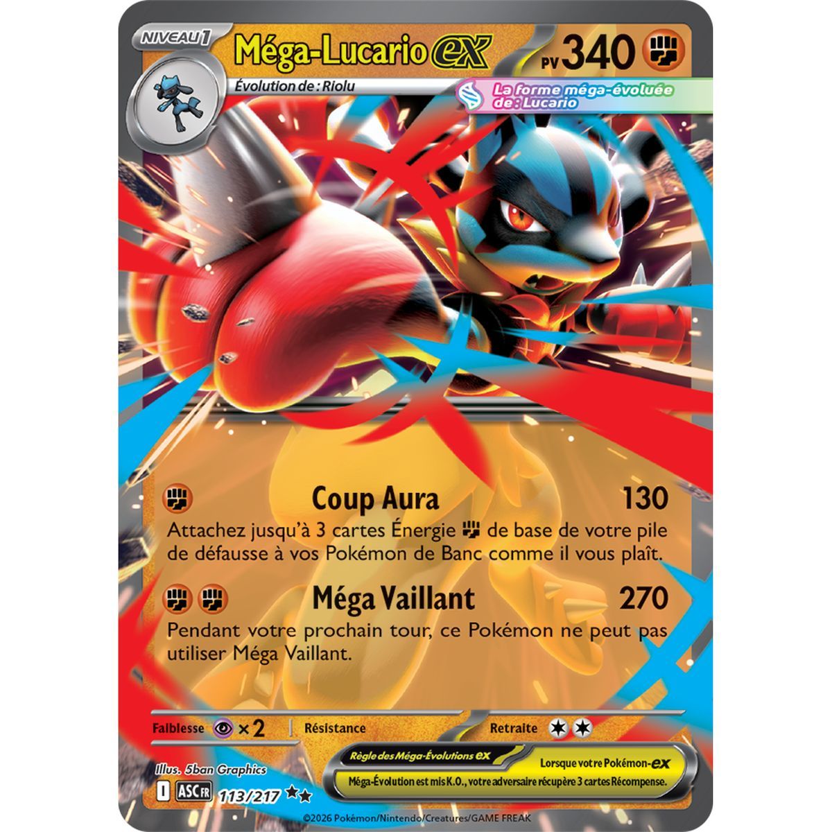 Méga-Lucario EX - Double Rare 113/217 - ME02.5 - Pokémon - Méga-Évolution Héros Transcendants