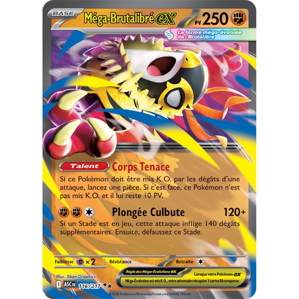 Méga-Brutalibré EX - Double Rare 116/217 - ME02.5 - Pokémon - Méga-Évolution Héros Transcendants