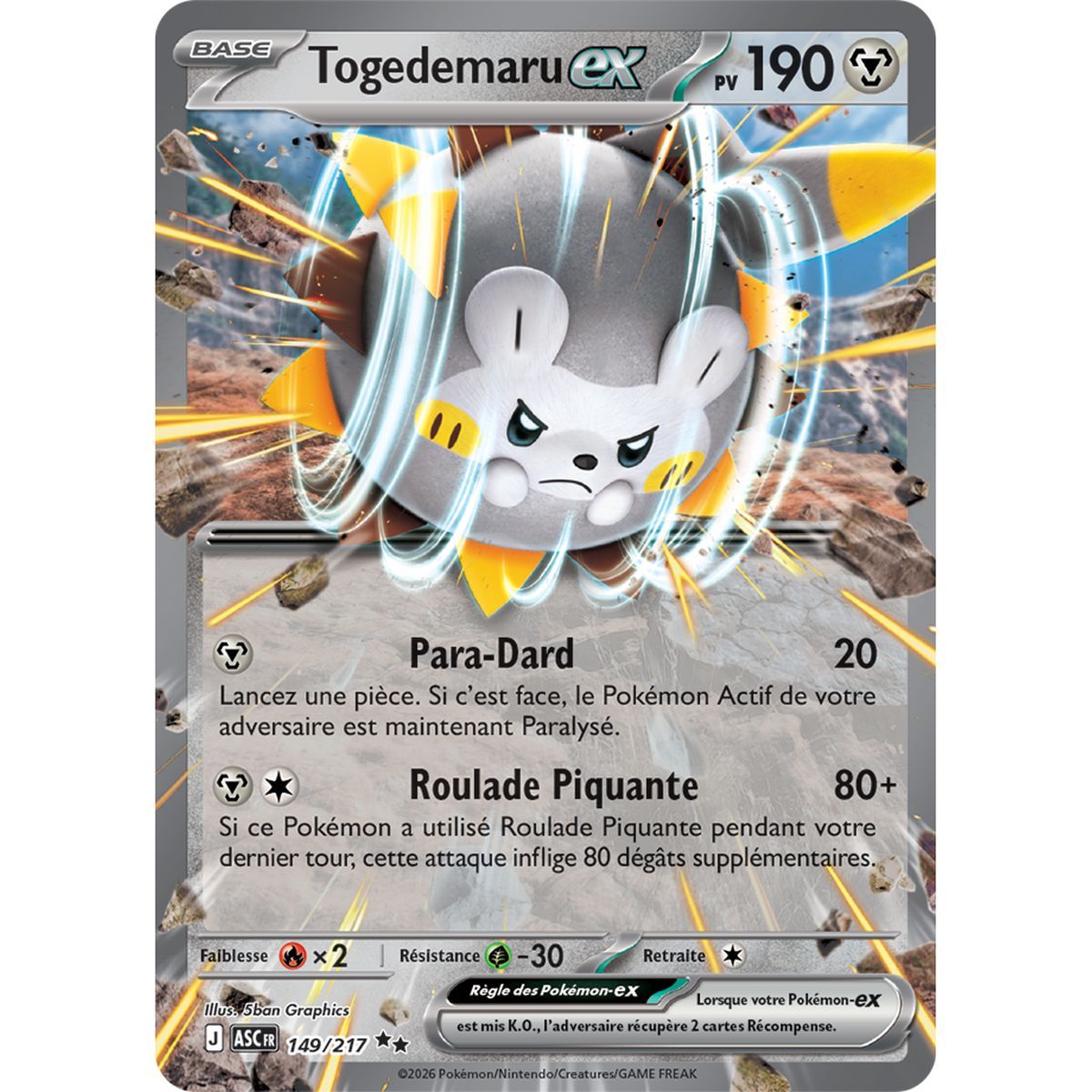 Togedemaru EX - Double Rare 149/217 - ME02.5 - Pokémon - Méga-Évolution Héros Transcendants