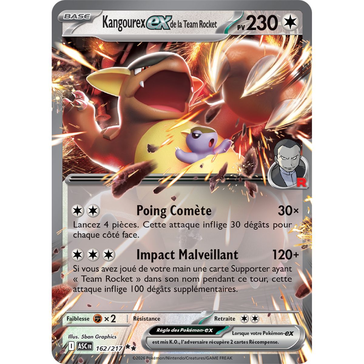Kangourex EXde la Team Rocket - Double Rare 162/217 - ME02.5 - Pokémon - Méga-Évolution Héros Transcendants