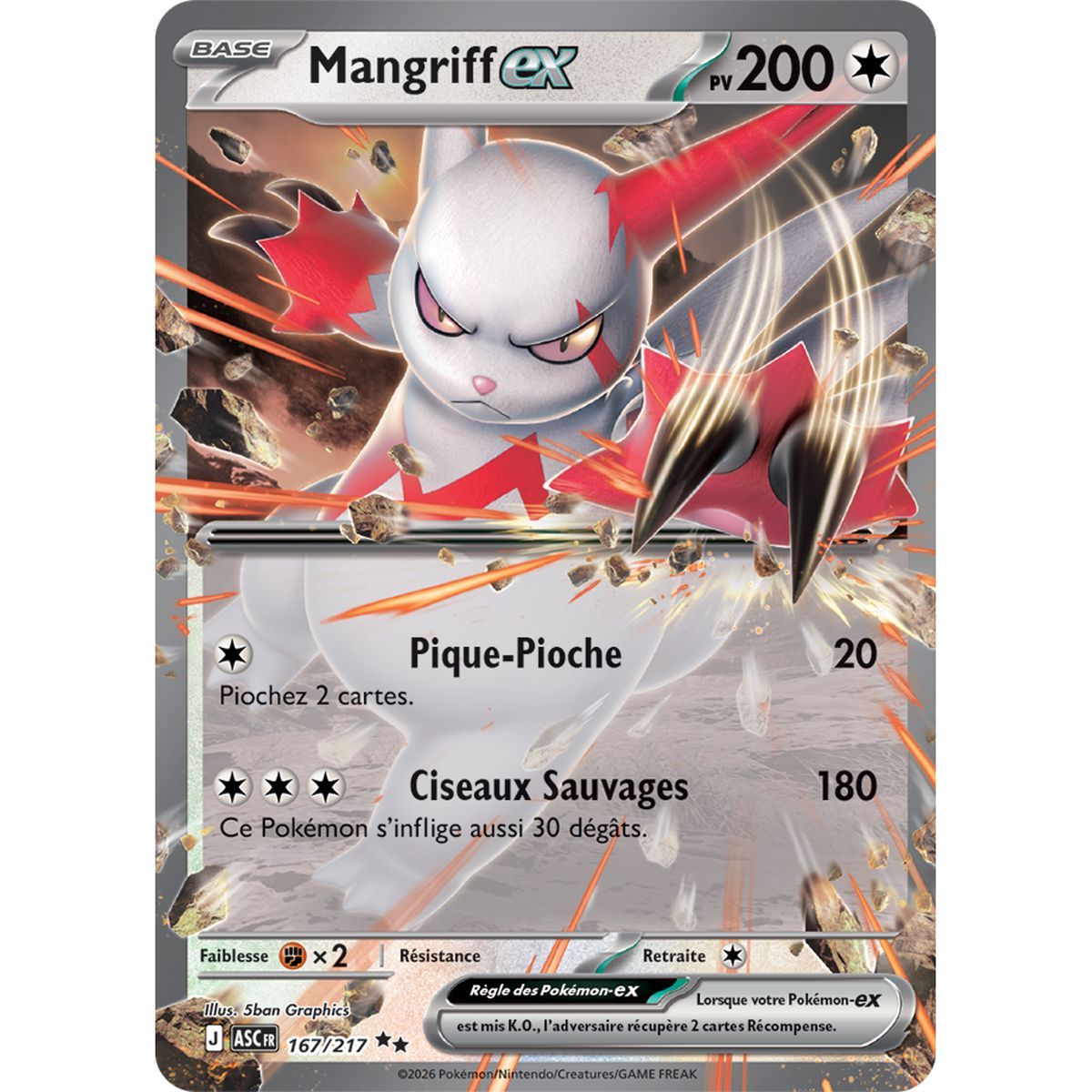 Mangriff EX - Double Rare 167/217 - ME02.5 - Pokémon - Méga-Évolution Héros Transcendants