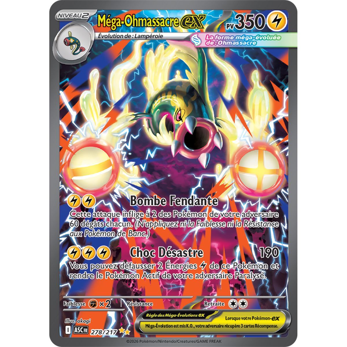 Méga-Ohmassacre EX - Special Illustration Rare 278/217 - ME02.5 - Pokémon - Méga-Évolution Héros Transcendants
