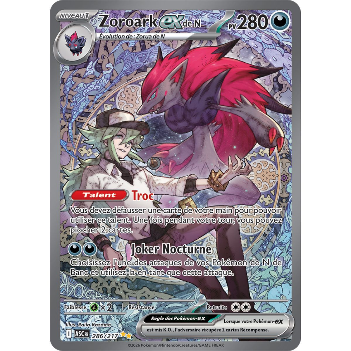 Zoroark EXde N - Special Illustration Rare 286/217 - ME02.5 - Pokémon - Méga-Évolution Héros Transcendants