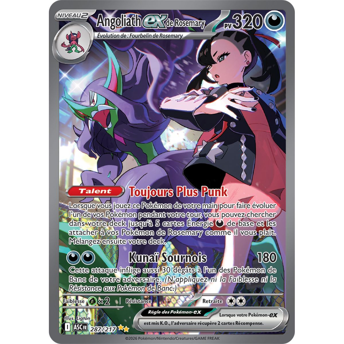 Angoliath EXde Rosemary - Special Illustration Rare 287/217 - ME02.5 - Pokémon - Méga-Évolution Héros Transcendants