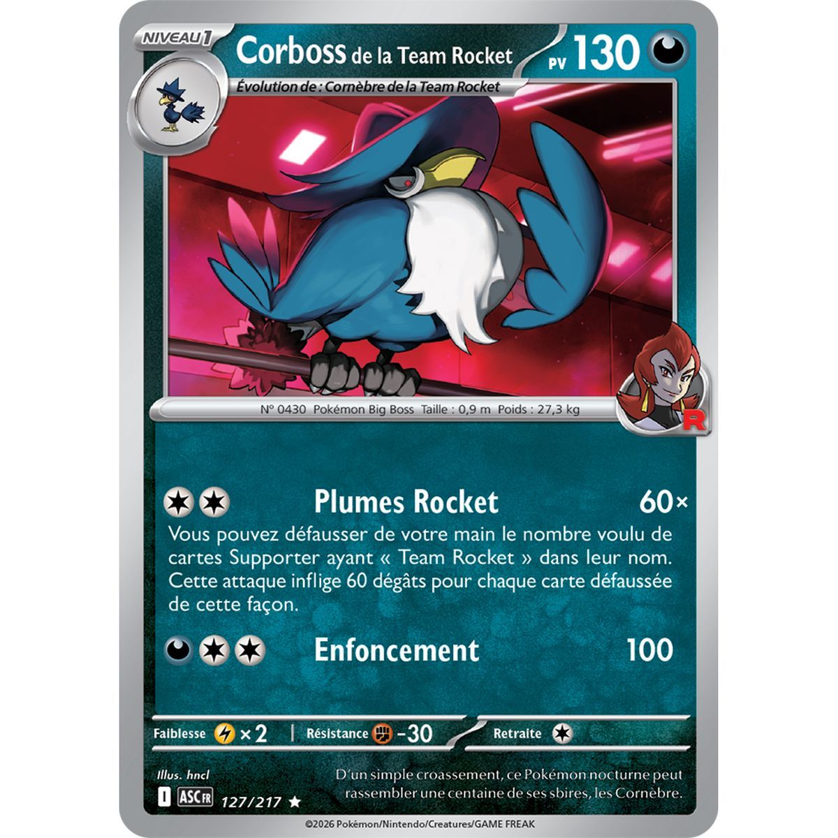 Corboss de la Team Rocket - Holo Rare 127/217 - ME02.5 - Pokémon - Méga-Évolution Héros Transcendants