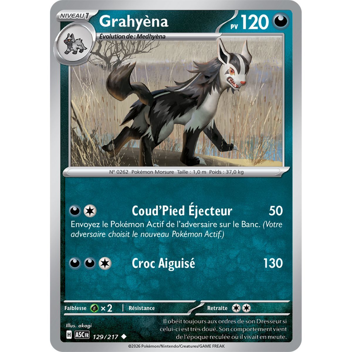 Grahyèna - Reverse Pokéball 129/217 - ME02.5 - Pokémon - Méga-Évolution Héros Transcendants