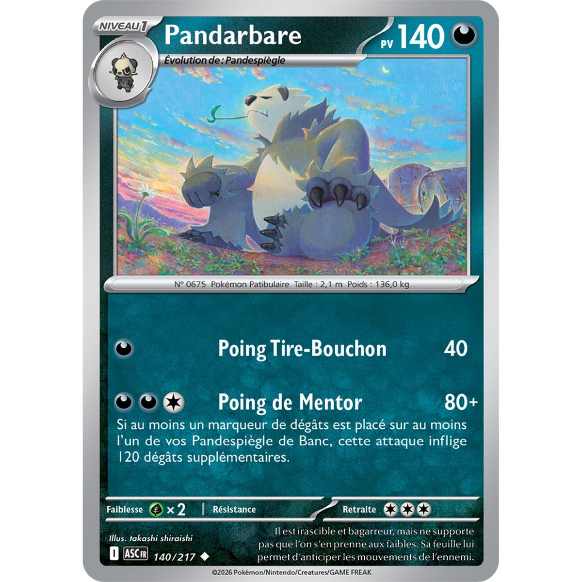Pandarbare - Reverse Pokéball 140/217 - ME02.5 - Pokémon - Méga-Évolution Héros Transcendants