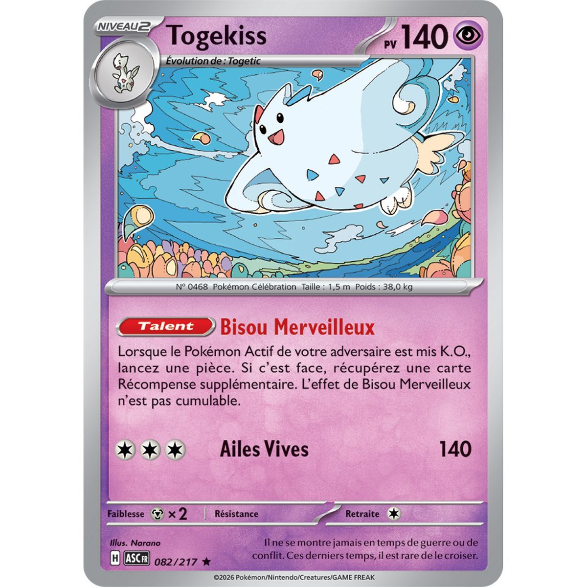 Togekiss - Reverse Pokéball 82/217 - ME02.5 - Pokémon - Méga-Évolution Héros Transcendants