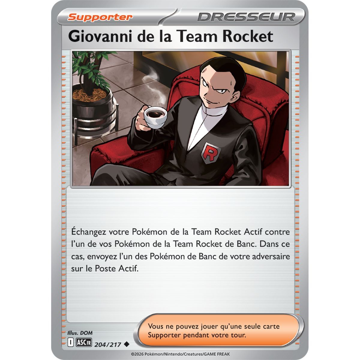 Giovanni de la Team Rocket - Peu Commune 204/217 - ME02.5 - Pokémon - Méga-Évolution Héros Transcendants