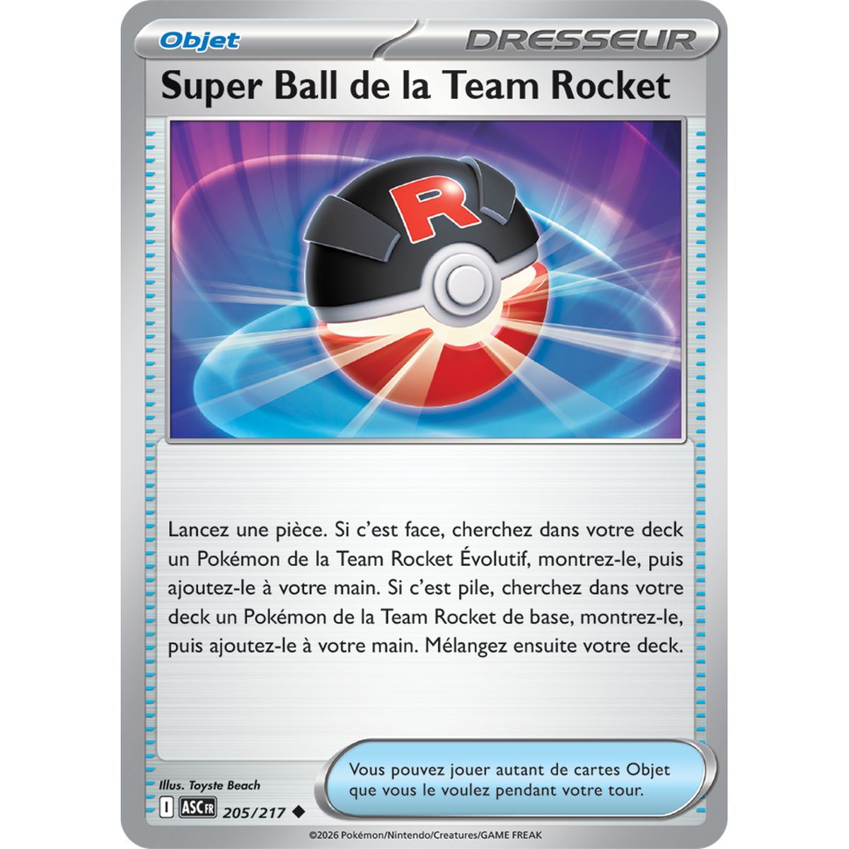 Super Ball de la Team Rocket - Peu Commune 205/217 - ME02.5 - Pokémon - Méga-Évolution Héros Transcendants