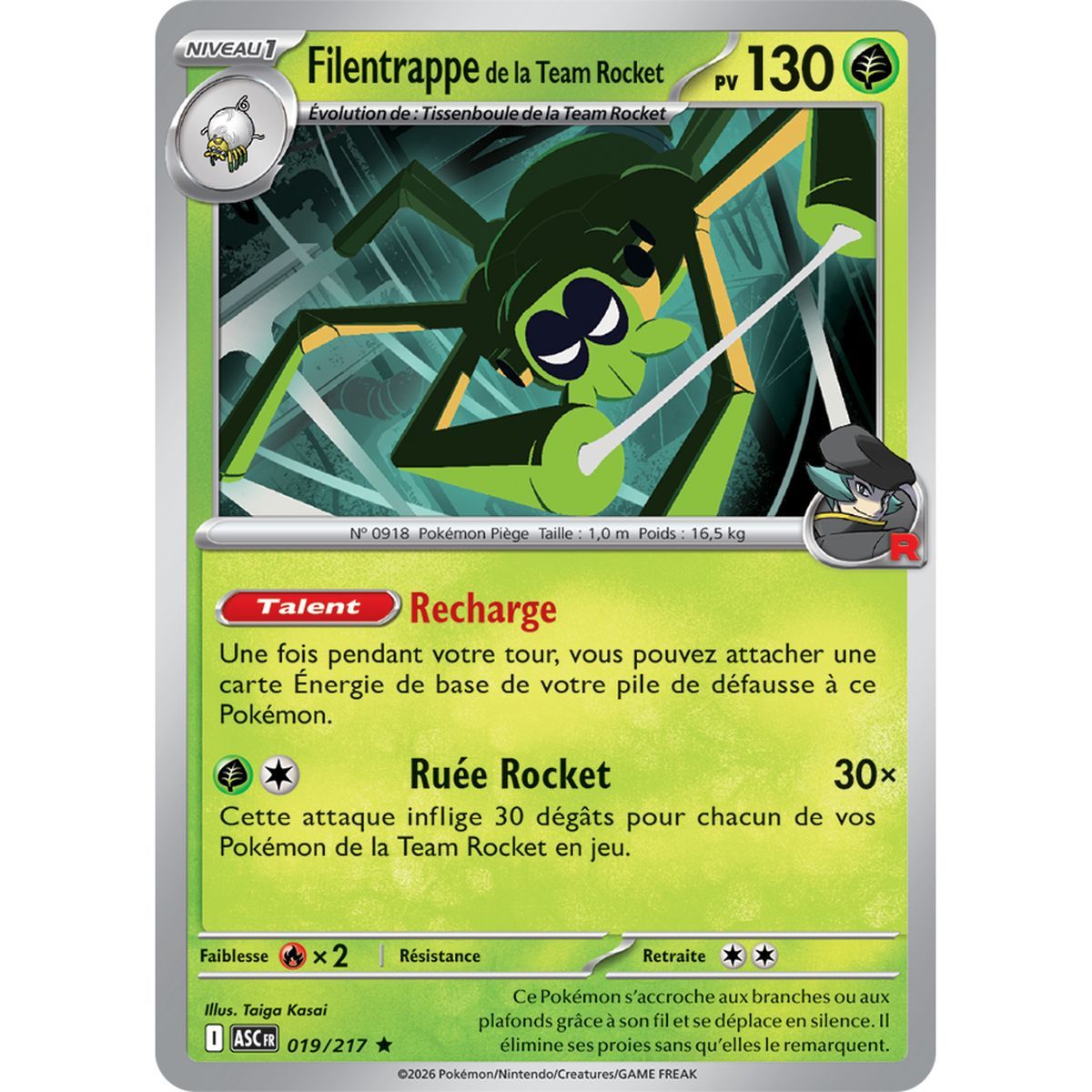 Filentrappe de la Team Rocket - Reverse 19/217 - ME02.5 - Pokémon - Méga-Évolution Héros Transcendants