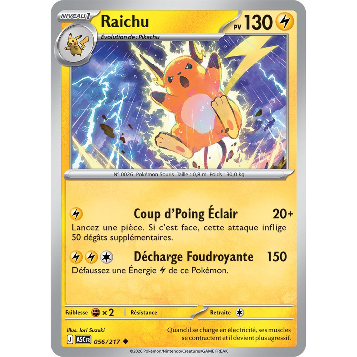 Raichu - Reverse 56/217 - ME02.5 - Pokémon - Méga-Évolution Héros Transcendants