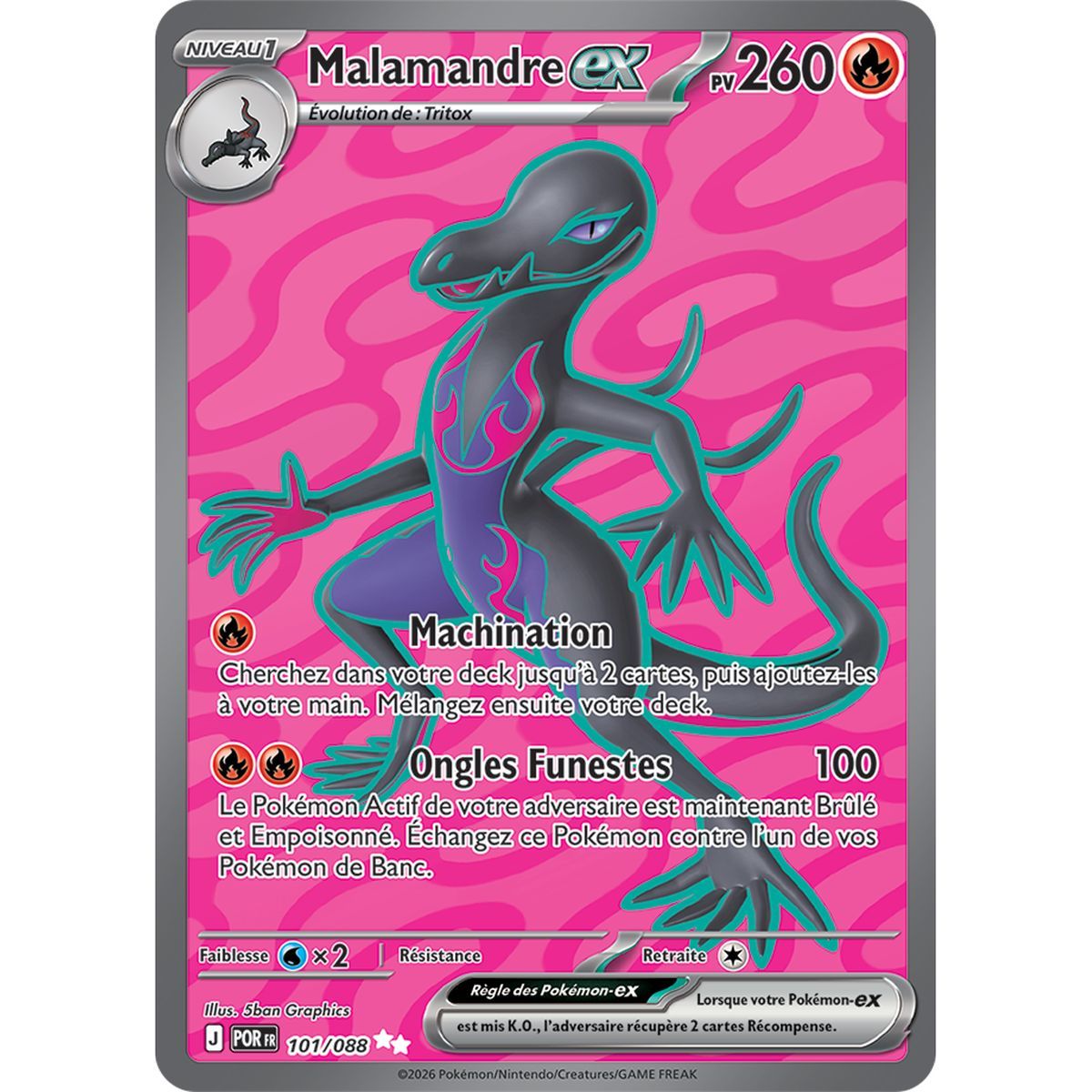 Malamandre EX - Ultra Rare 101/88 - ME03 - Pokémon - Méga-Évolution Équilibre Parfait