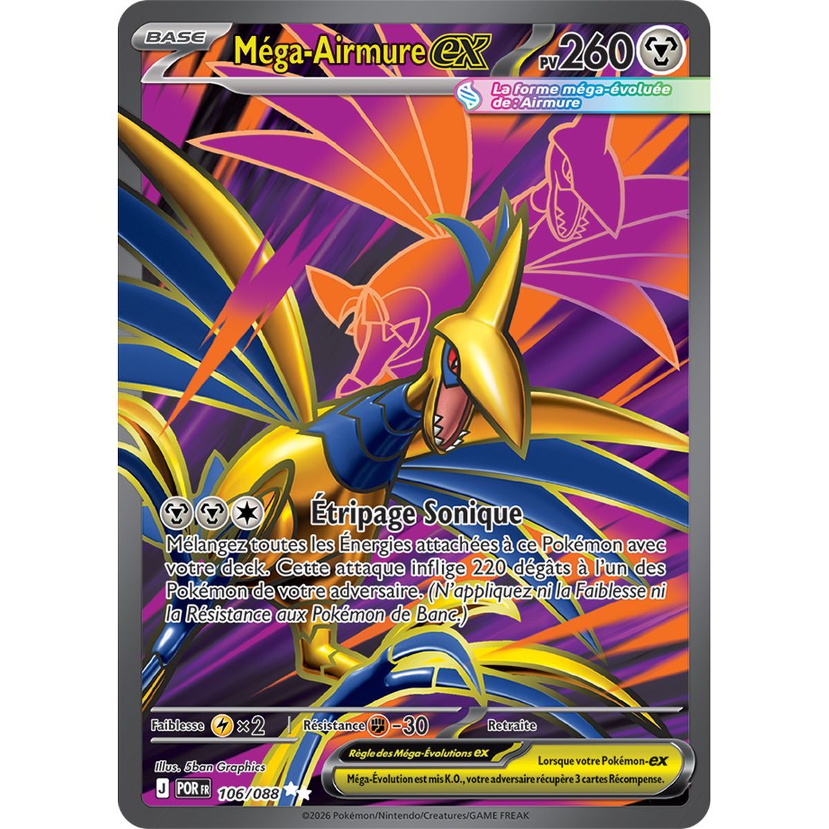 Méga-Airmure EX - Ultra Rare 106/88 - ME03 - Pokémon - Méga-Évolution Équilibre Parfait