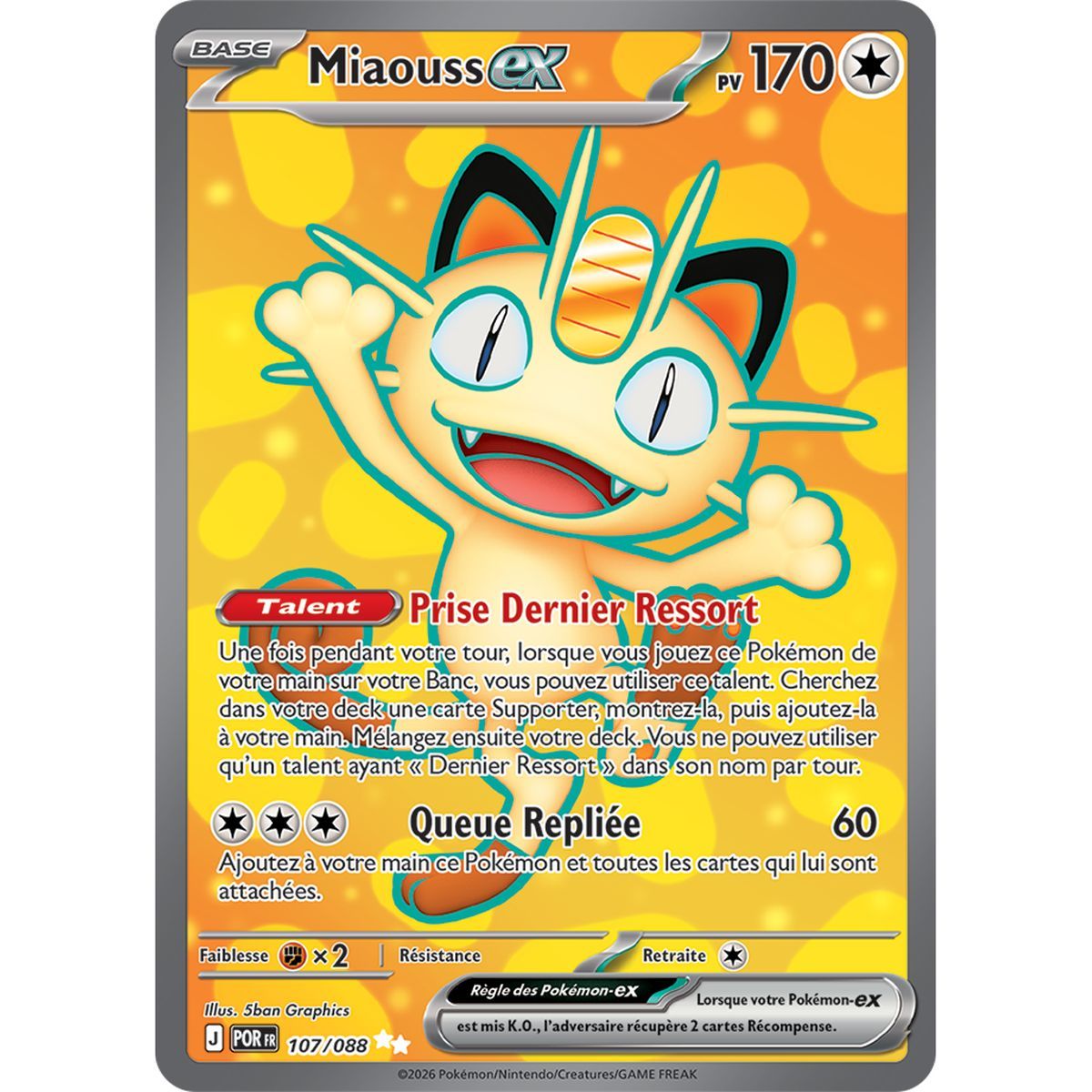Miaouss EX - Ultra Rare 107/88 - ME03 - Pokémon - Méga-Évolution Équilibre Parfait