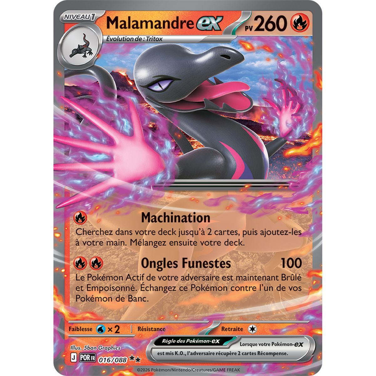Malamandre EX - Double Rare 16/88 - ME03 - Pokémon - Méga-Évolution Équilibre Parfait