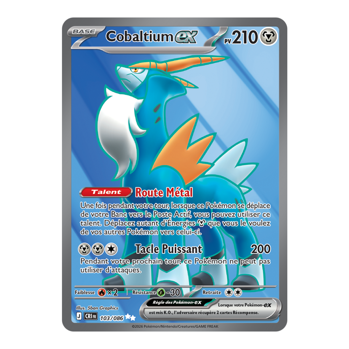 Cobaltium-ex - Ultra Rare 103/86 - ME04 - Pokémon - Méga-Évolution Chaos Ascendant