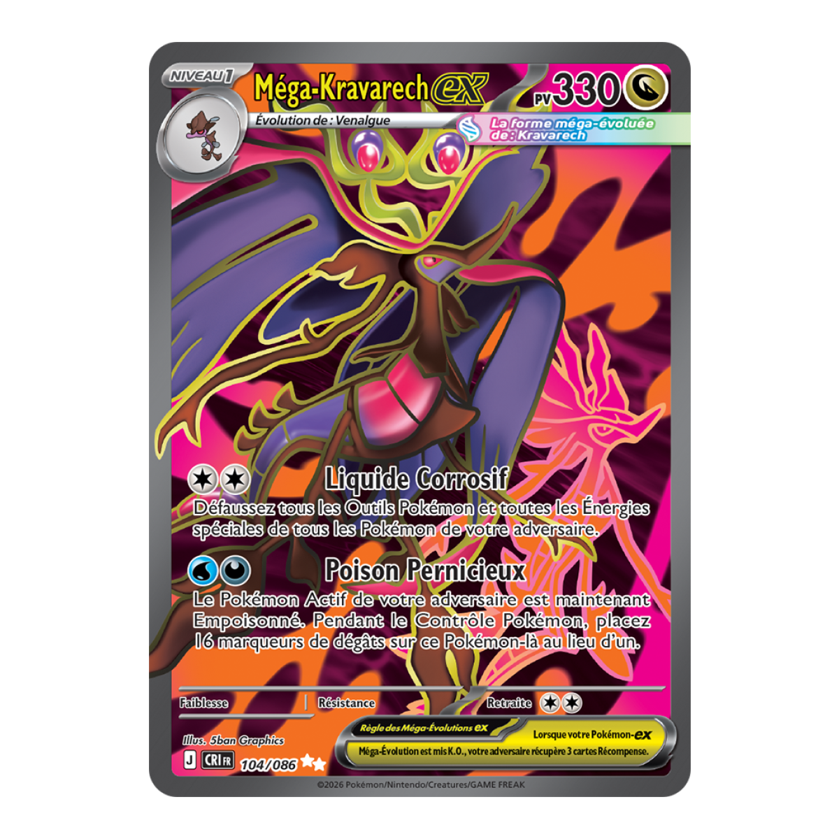 Méga-Kravarech-ex - Ultra Rare 104/86 - ME04 - Pokémon - Méga-Évolution Chaos Ascendant