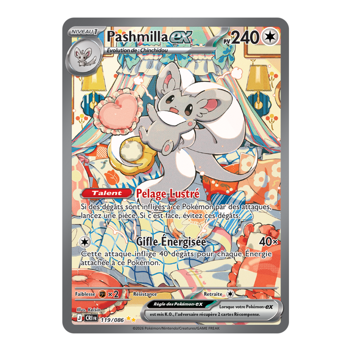 Pashmilla-ex - Special Illustration Rare 119/86 - ME04 - Pokémon - Méga-Évolution Chaos Ascendant